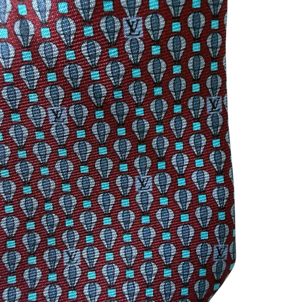 Louis Vuitton LV Monogram Tie Red Silk 3” Modern Hot Air Balloon Geometric - Picture 7 of 7